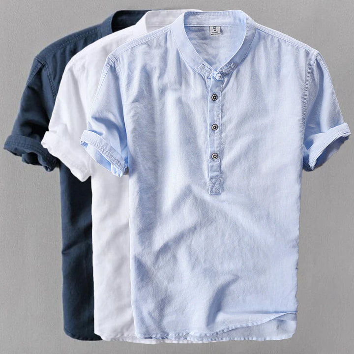 Men's Short Sleeve Linen Shirt – Breathable Summer Button-Down – All 4 Colours (Bundle)