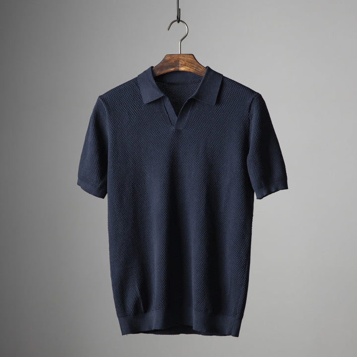Men's Knitted Polo Shirt – Massimo Breathable Short Sleeve Top – view 2