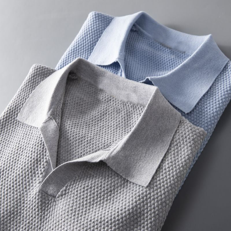 Men's Knitted Polo Shirt – Massimo Breathable Short Sleeve Top – view 7