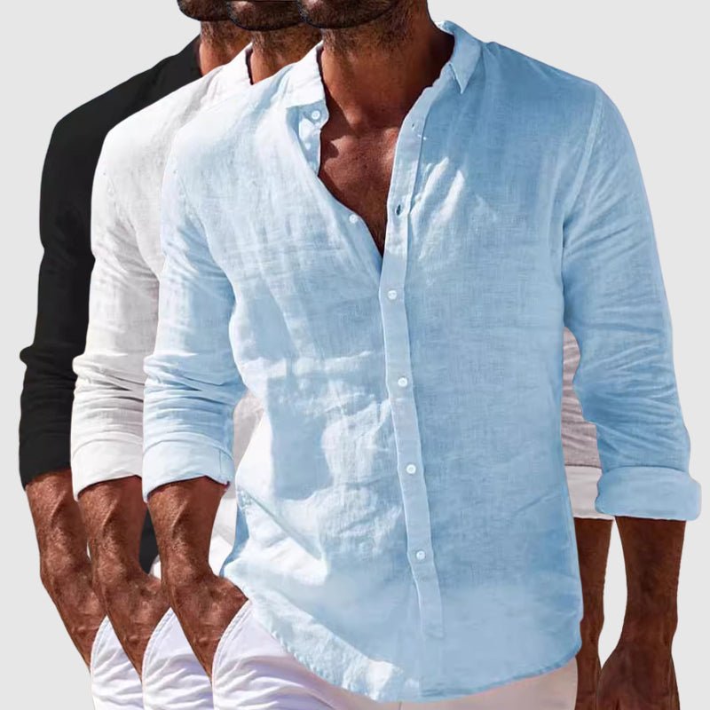Men's Linen Cotton Blend Shirt – Relaxed Summer Holiday Wear – Black