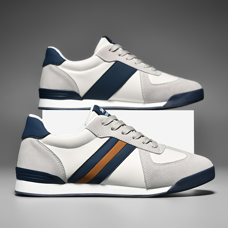 Men's Leather Suede Trainers – Retro Court Style Casual Shoes – view 2