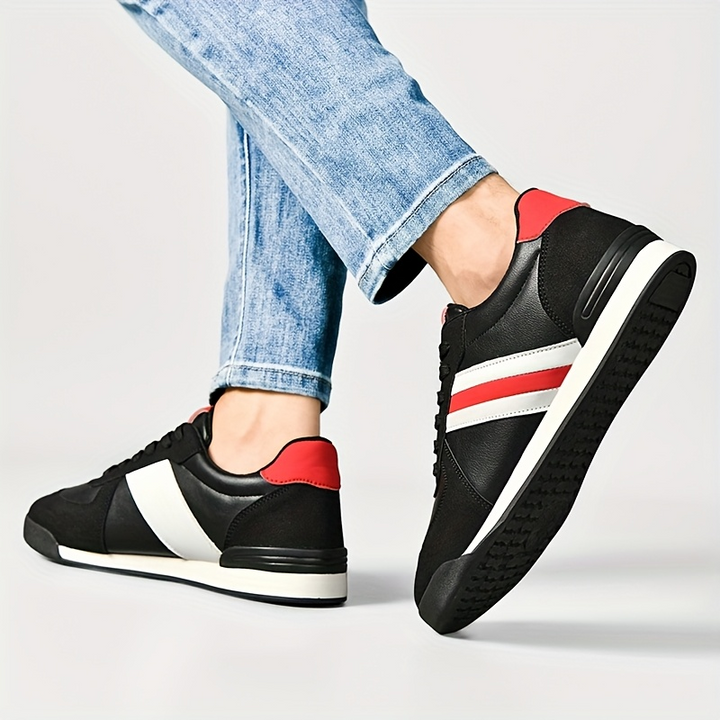 Men's Leather Suede Trainers – Retro Court Style Casual Shoes – view 10