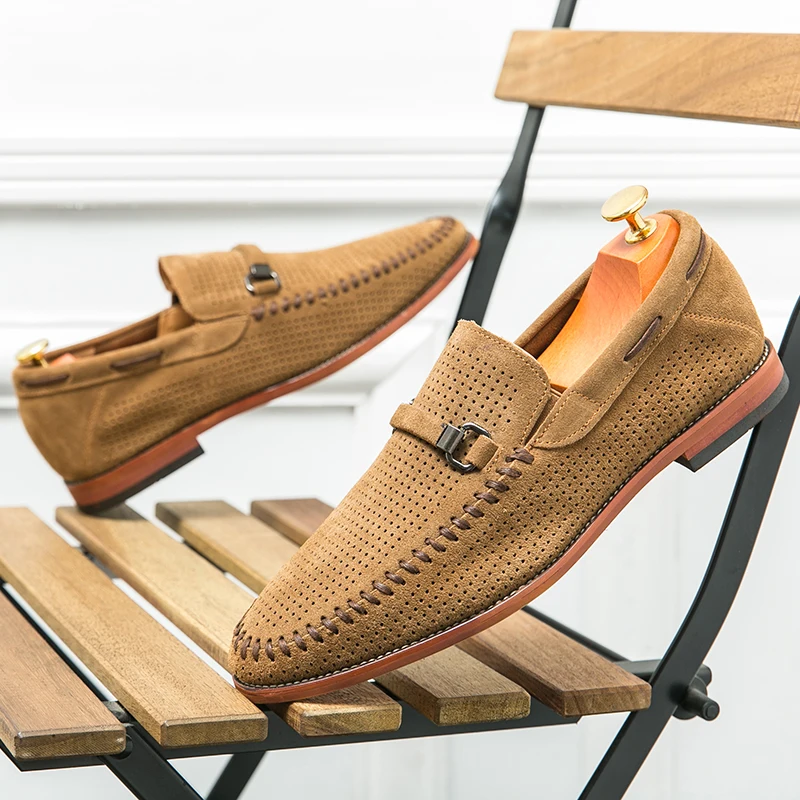 Men's Perforated Suede Loafers – Breathable Smart-Casual Shoes – view 2