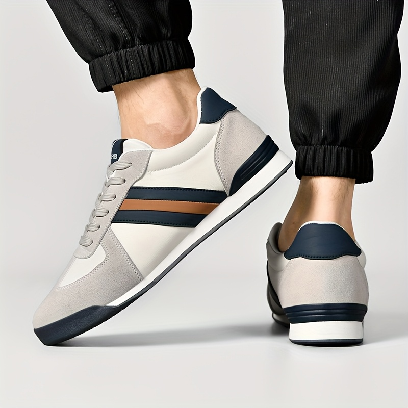 Men's Leather Suede Trainers – Retro Court Style Casual Shoes – view 4