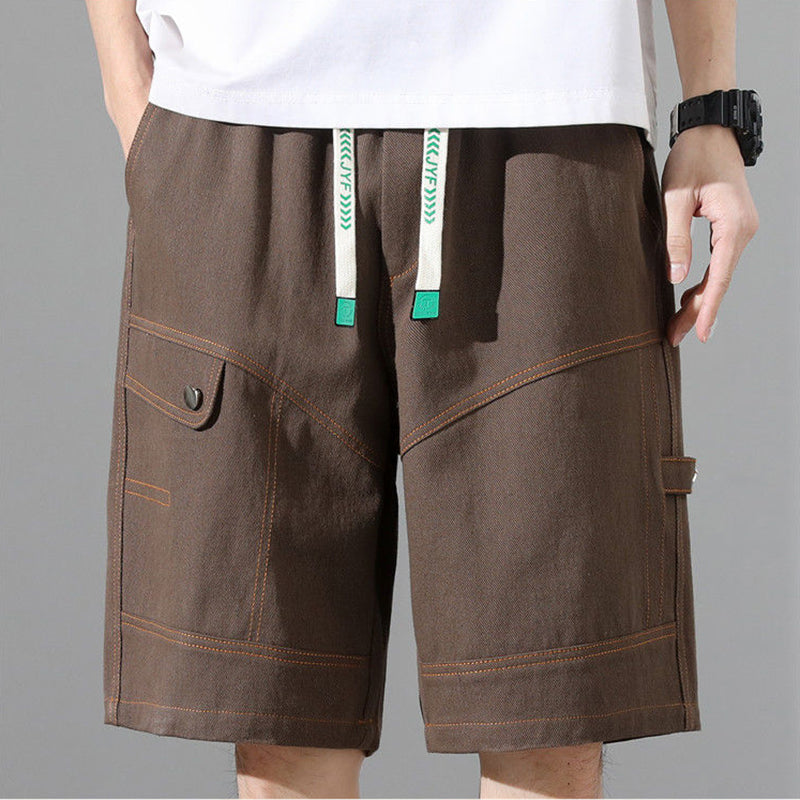 Men's Canvas Cargo Shorts – Bordeaux Relaxed Drawstring Fit – view 8