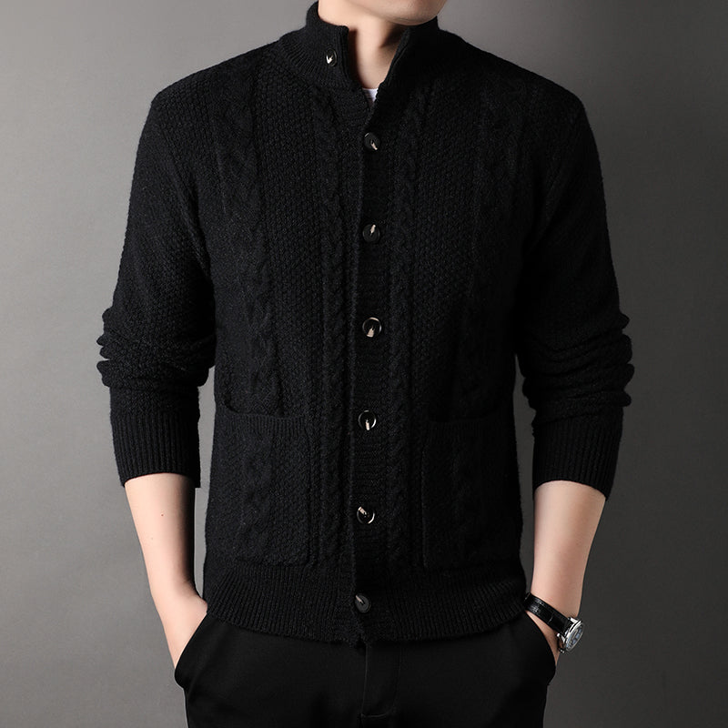 Men's Wool-Blend Knit Cardigan – Mock Neck Heritage Style – view 7
