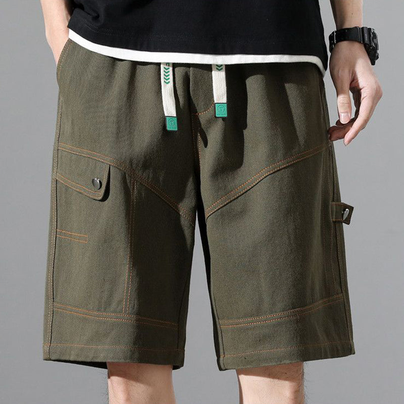 Men's Canvas Cargo Shorts – Bordeaux Relaxed Drawstring Fit – view 6