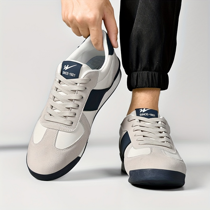 Men's Leather Suede Trainers – Retro Court Style Casual Shoes – view 5