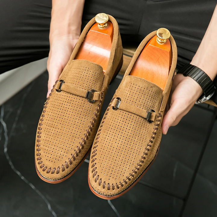 Men's Perforated Suede Loafers – Breathable Smart-Casual Shoes – view 12