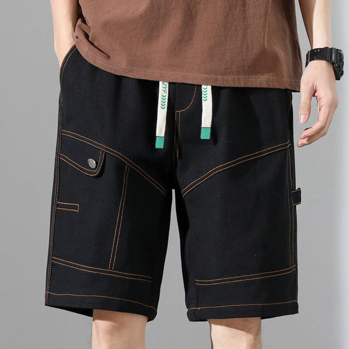 Men's Canvas Cargo Shorts – Bordeaux Relaxed Drawstring Fit – view 2