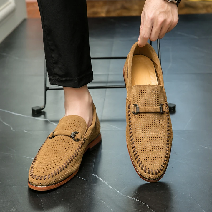 Men's Perforated Suede Loafers – Breathable Smart-Casual Shoes – view 11