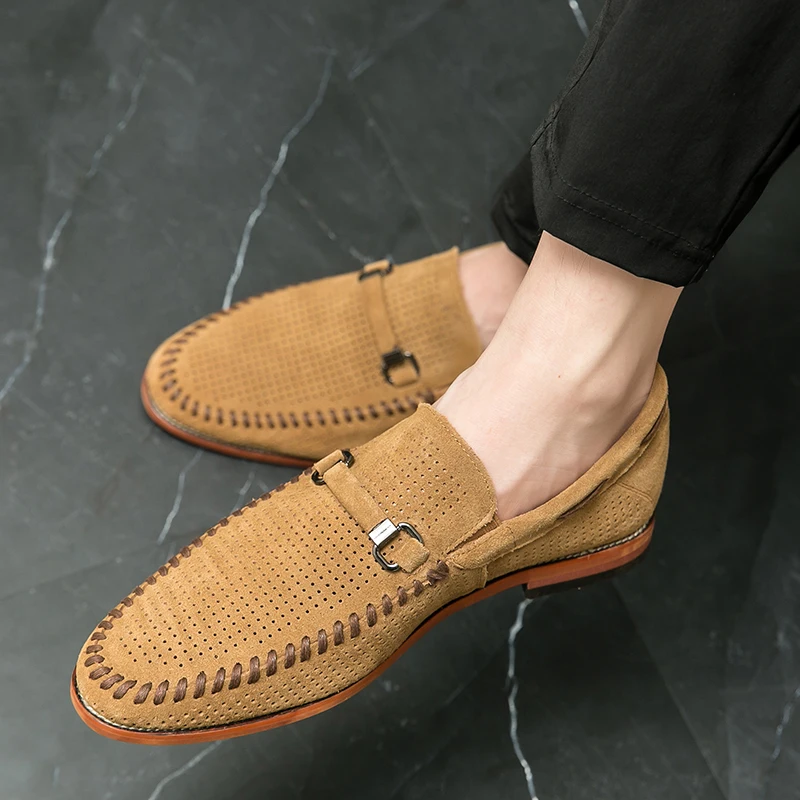 Men's Perforated Suede Loafers – Breathable Smart-Casual Shoes – view 9