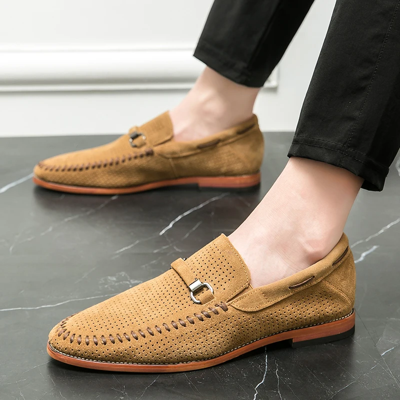 Men's Perforated Suede Loafers – Breathable Smart-Casual Shoes – view 5