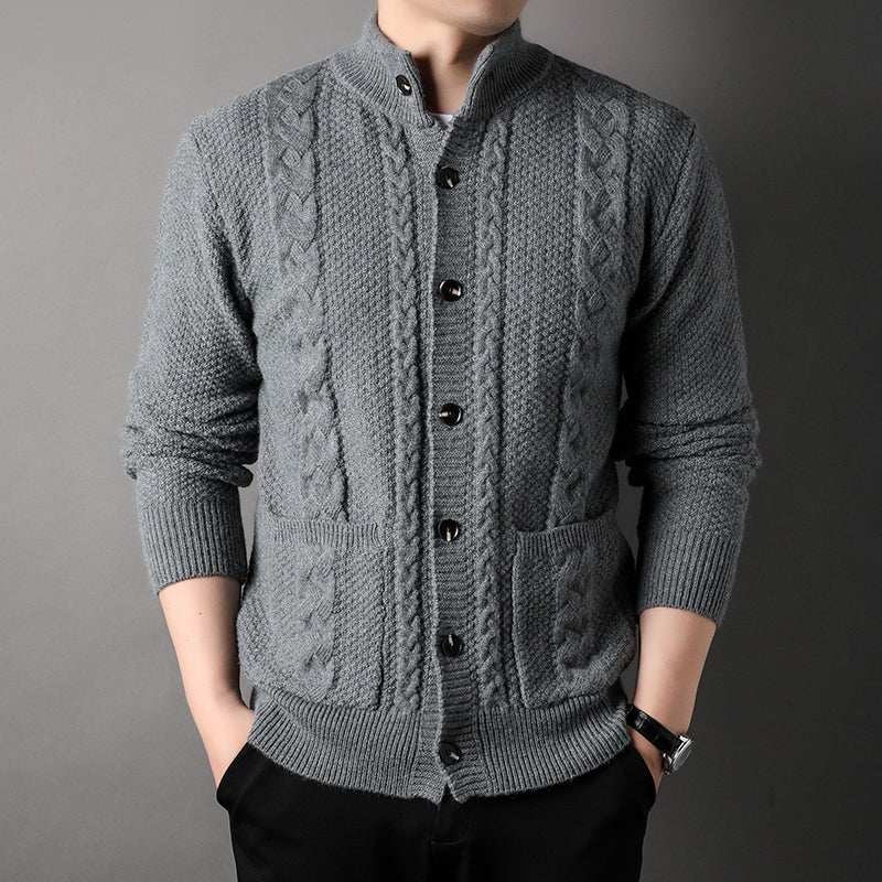 Men's Wool-Blend Knit Cardigan – Mock Neck Heritage Style – view 9
