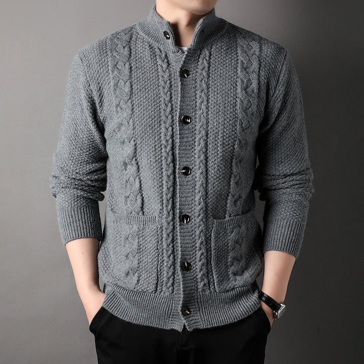 Men's Wool-Blend Knit Cardigan – Mock Neck Heritage Style – view 9