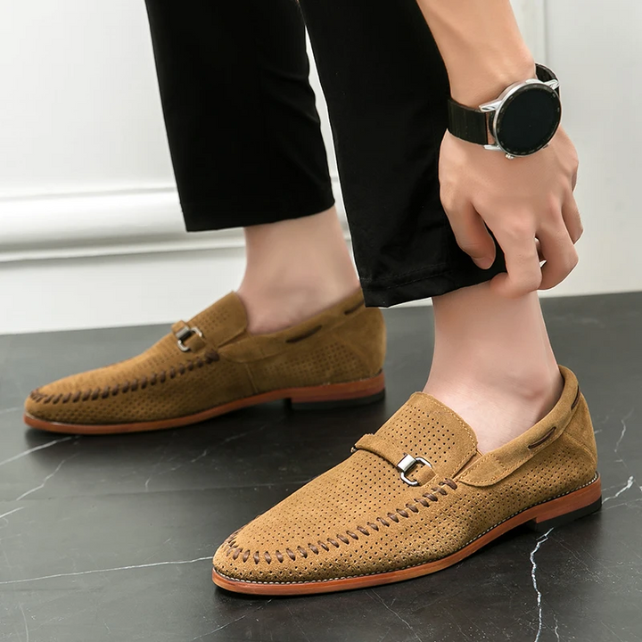 Men's Perforated Suede Loafers – Breathable Smart-Casual Shoes – view 7