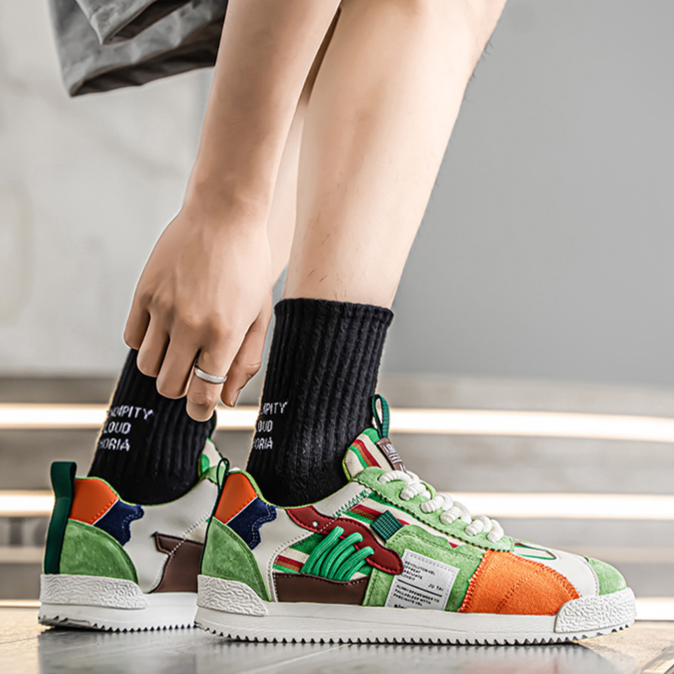 Men's Retro Sneakers – Colour-Block Suede Trainers – view 5