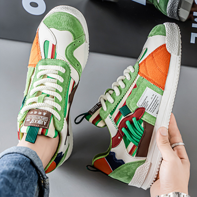 Men's Retro Sneakers – Colour-Block Suede Trainers – view 4