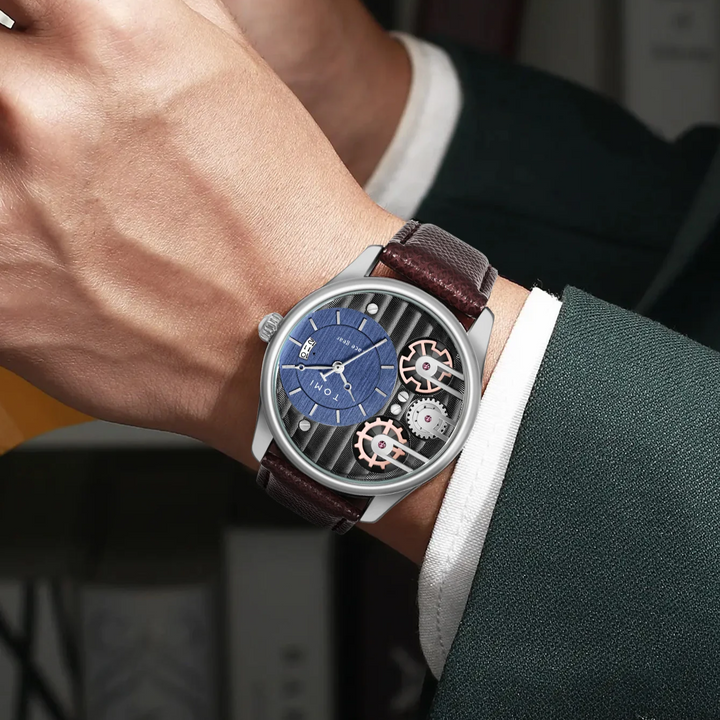 Men's Gearline Quartz Watch – Textured Dial & Leather Strap – view 2