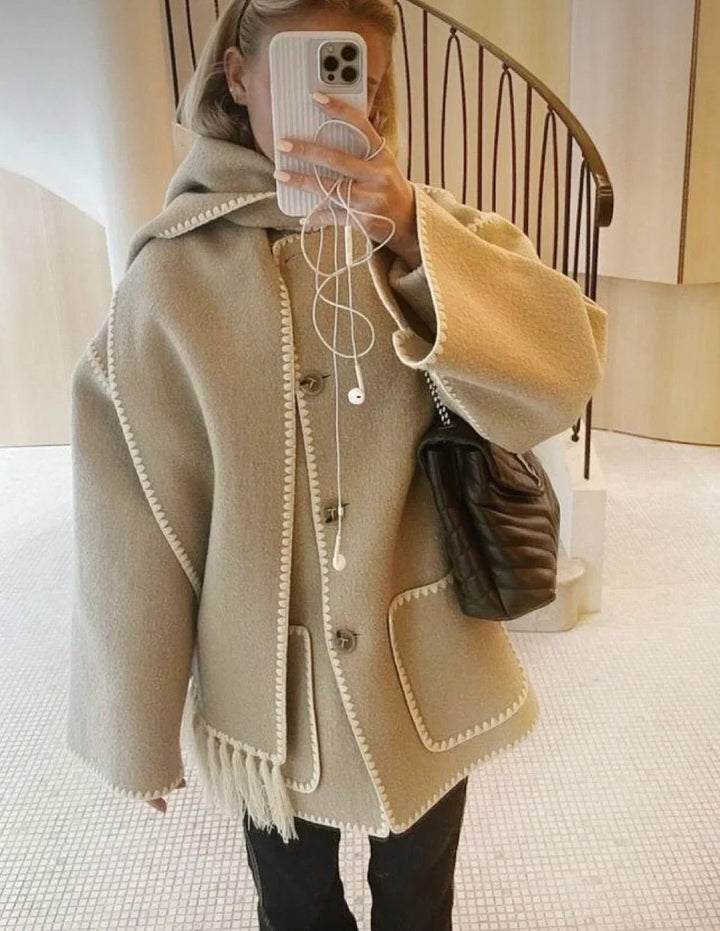 Women's 2-in-1 Scarf Coat – Plush Tailored Winter Elegance