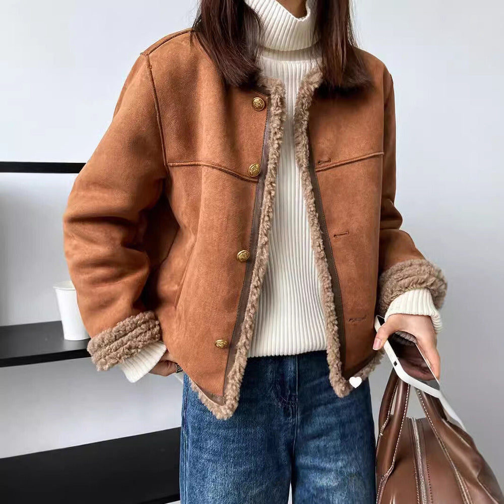 Women's Sherpa-Lined Cotton Blend Coat – Warm Winter Layering