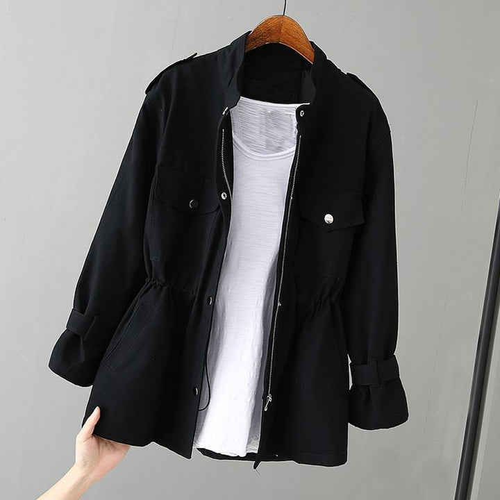 Women's Water-Resistant Utility Jacket – Cinched Waist Design