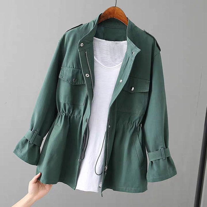 Women's Water-Resistant Utility Jacket – Cinched Waist Design