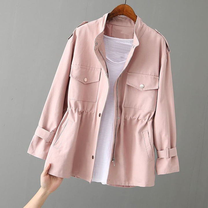 Women's Water-Resistant Utility Jacket – Cinched Waist Design