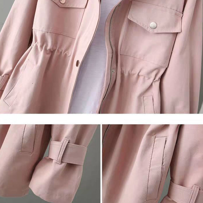 Women's Water-Resistant Utility Jacket – Cinched Waist Design