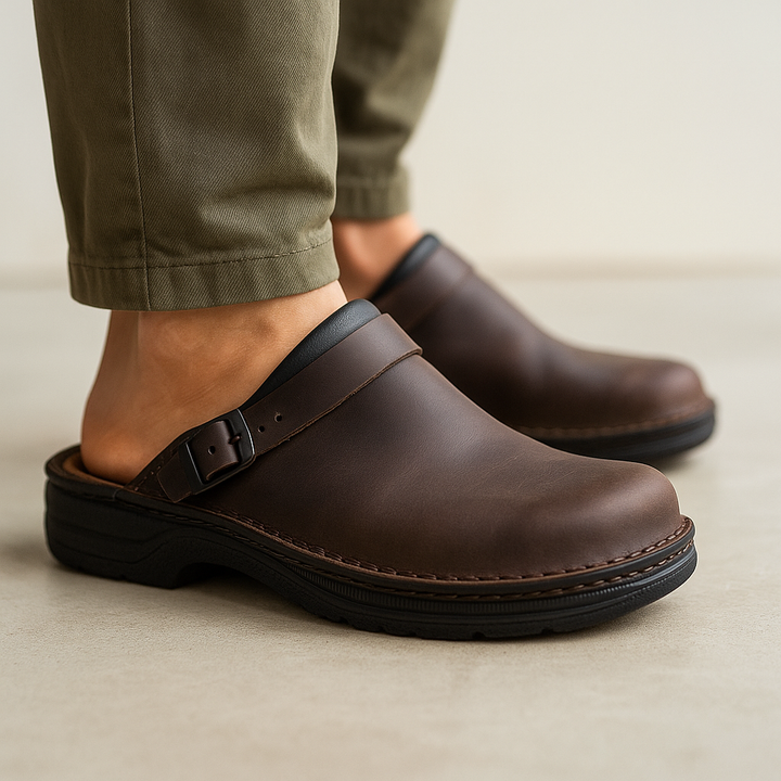 Men's Leather Clogs – Full-Grain Adjustable Slip-On Mules – view 2