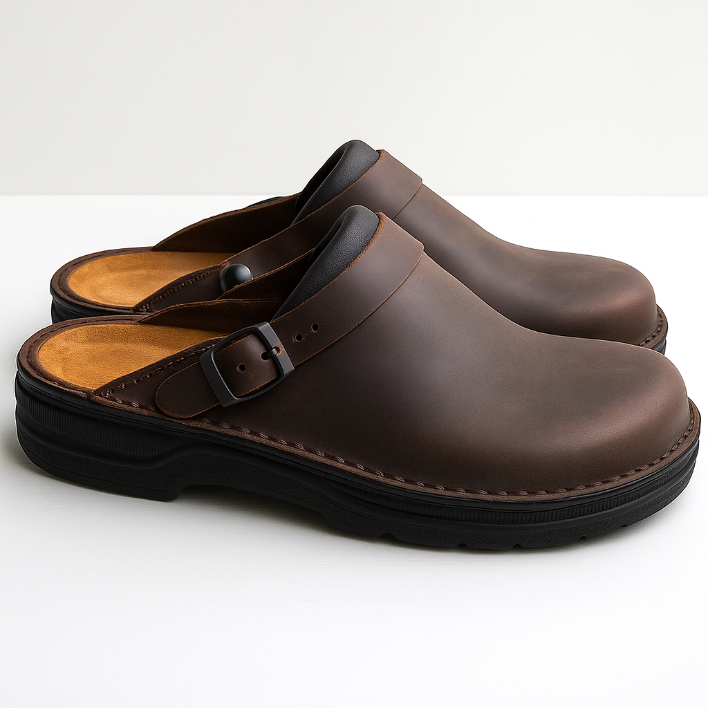 Men's Leather Clogs – Full-Grain Adjustable Slip-On Mules – view 4