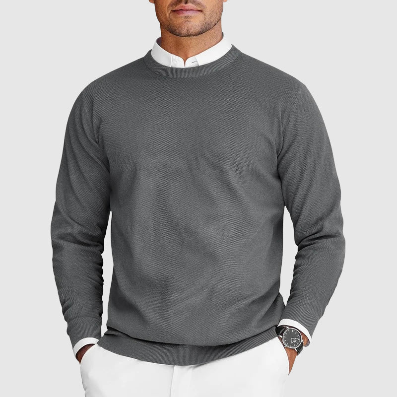 Men's Lightweight Knit Crewneck Jumper – Everyday Layering – Grey