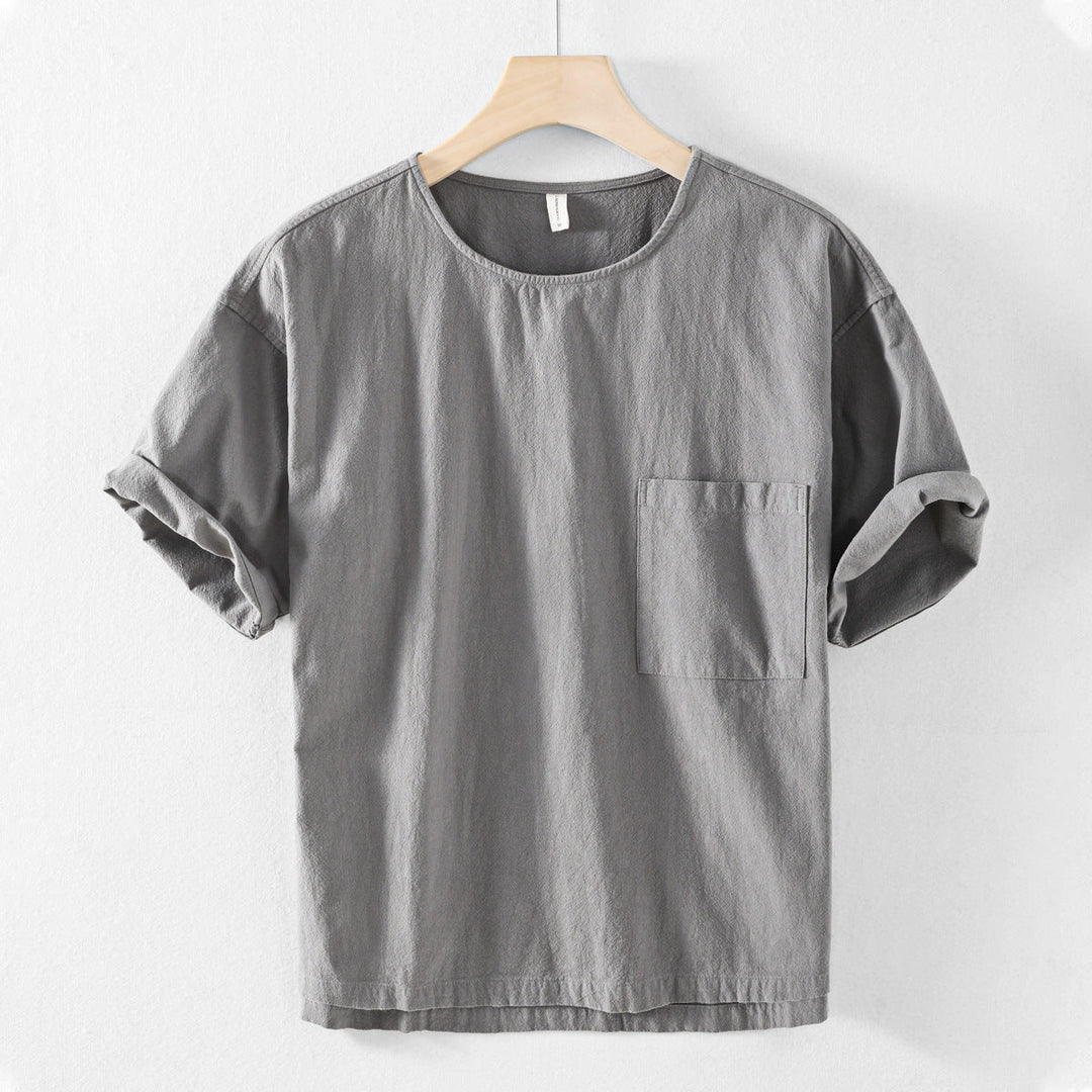 Men's Bordeaux Cotton T-Shirt – Relaxed Fit Everyday Essential – Light Grey