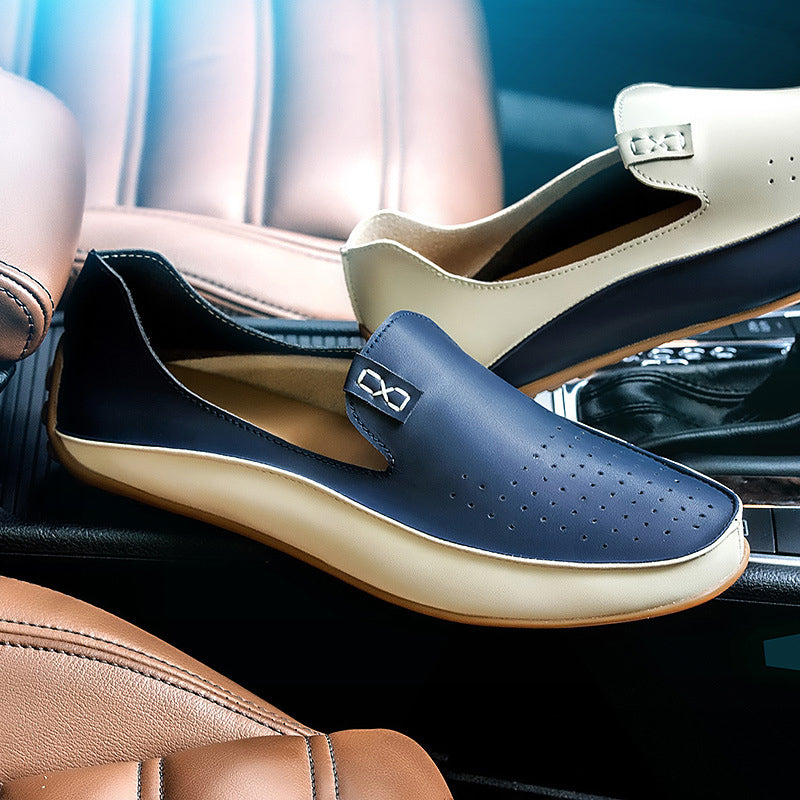Men's Perforated Driving Loafers – Lightweight Slip-On Shoes – Blue