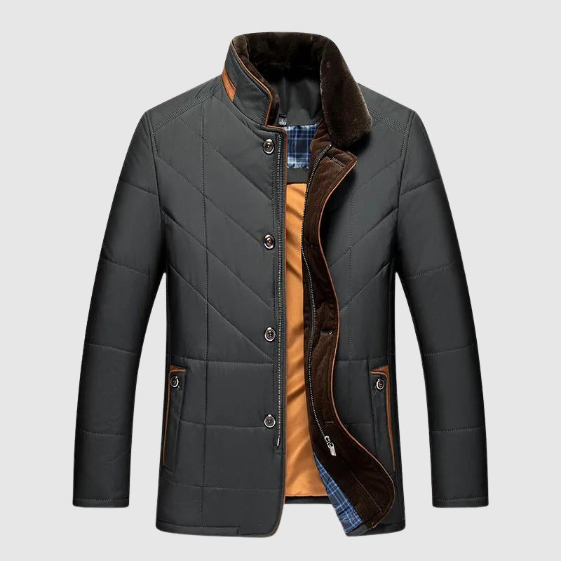 Men's Cotton Blend Casual Jacket – Fur-Lined Collar Winter Warmth – view 2
