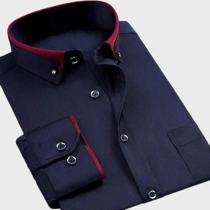 Men's Stretch Long Sleeve Collar Shirt – Smart Casual Comfort Fit