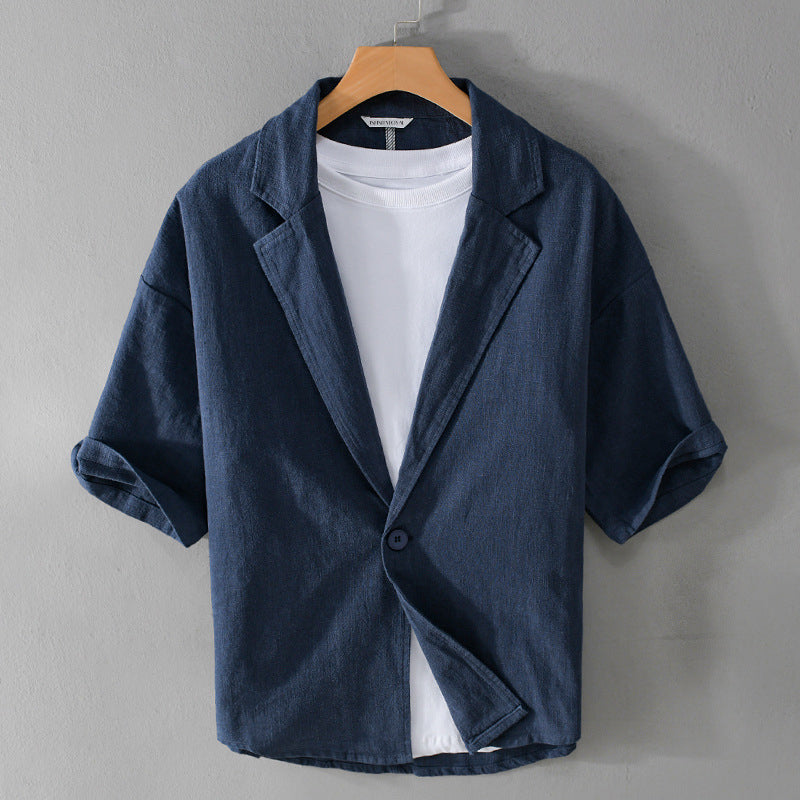 Men's Linen Blend Summer Blazer – Relaxed Tailored Jacket – White