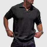 Men's Cotton-Blend Knitted Polo Shirt – Smart Casual Texture