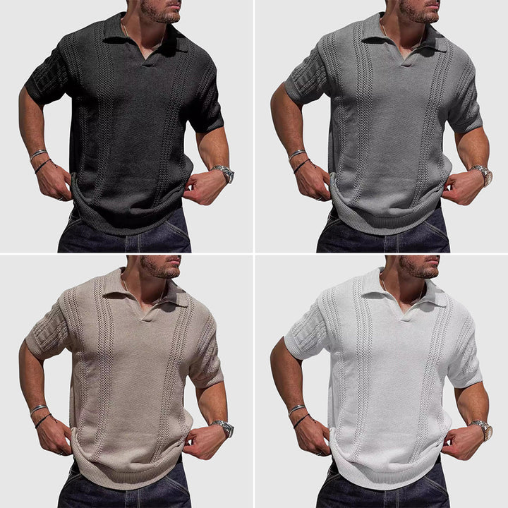 Men's Cotton-Blend Knitted Polo Shirt – Smart Casual Texture – All Colours Bundle (Buy 3 Get 1 Free)