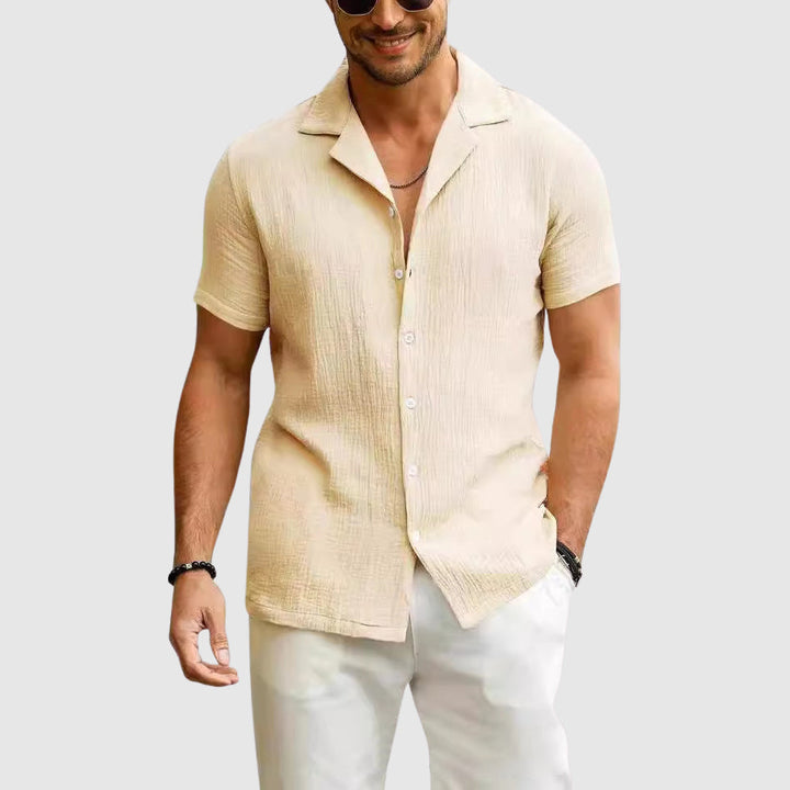 Men's Naples Bay Relaxed Summer Shirt – Soft Beach Holiday Wear – Beige