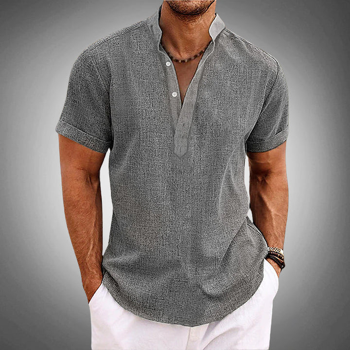 Men's Lightweight Tropical Print Shirt – Summer Holiday Wear – Grey