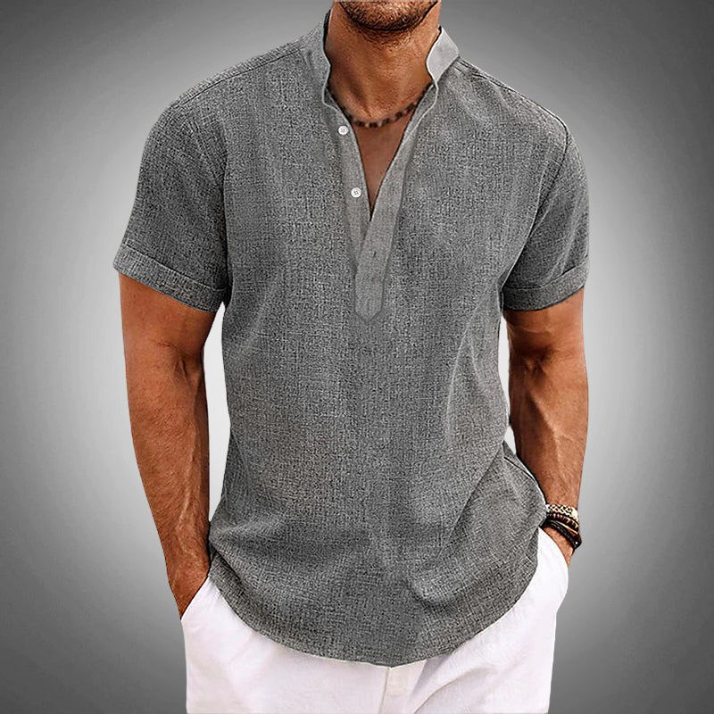 Men's Lightweight Tropical Print Shirt – Summer Holiday Wear – Grey