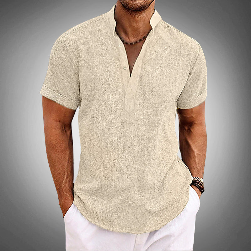 Men's Lightweight Tropical Print Shirt – Summer Holiday Wear – Beige