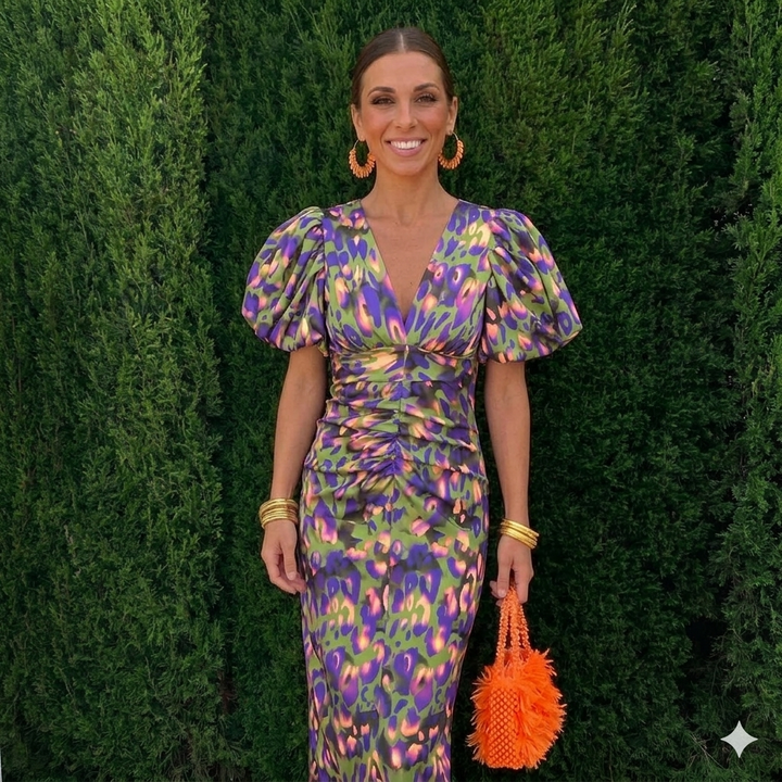 Women's Colourful Pleated Sleeve Dress – Summer & Occasion Wear – view 6