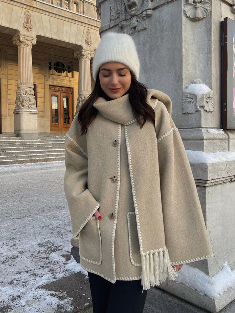Women's 2-in-1 Scarf Coat – Plush Tailored Winter Elegance – view 6