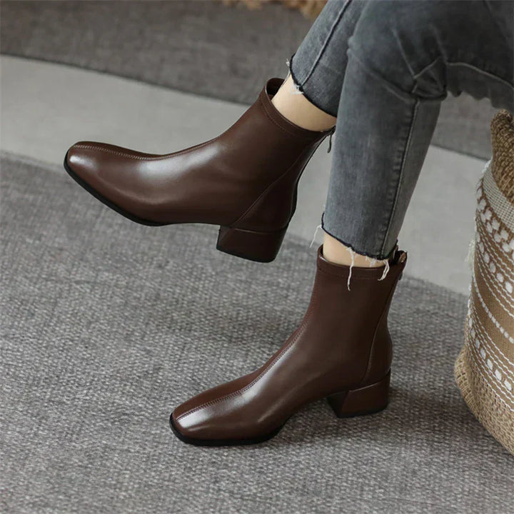 Women's Bold Boundary Genuine Leather Boots - Medium Heel Style