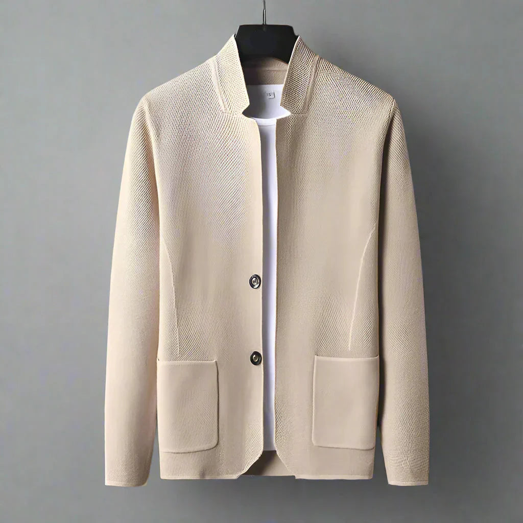 Men's Knit Mandarin Collar Cardigan – Smart Layering Knitwear – view 3