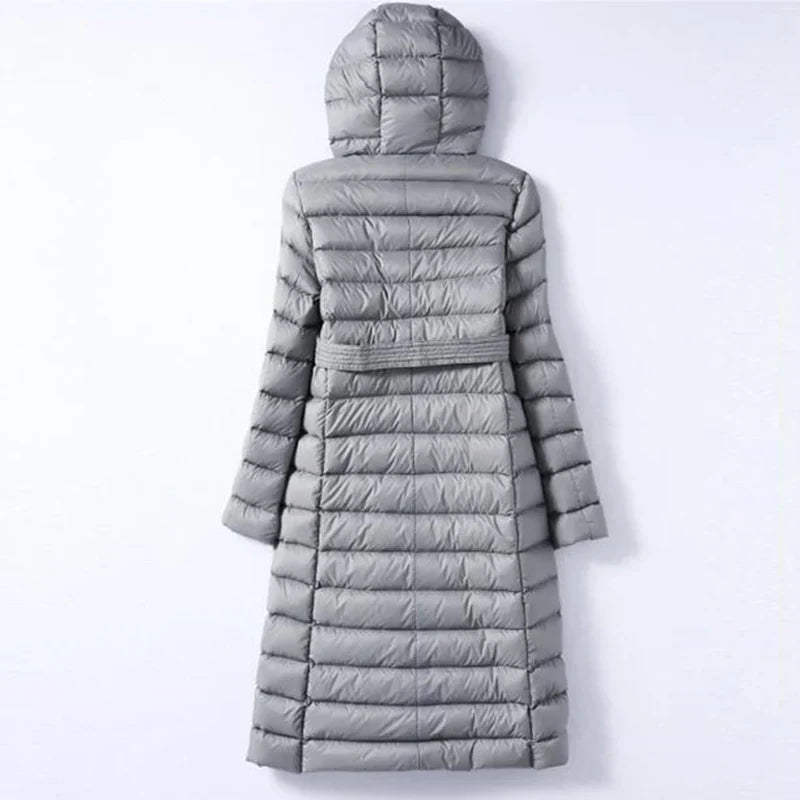 Women's Down Quilted Trench Coat – Belted Mid-Calf Warmth – view 7