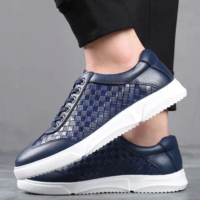 Men's Leather Woven Trainers – Low-Top Everyday Comfort – view 2