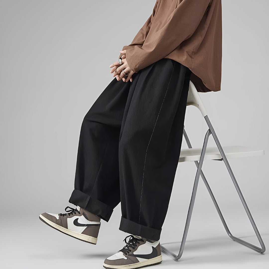 Men's Cotton Sarouel Trousers – Relaxed Pleated Harem Style – view 3